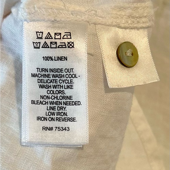 Jones & Co. Women’s 100% Linen White Airy Flowy Button Up Shirt Size L - Picture 6 of 7